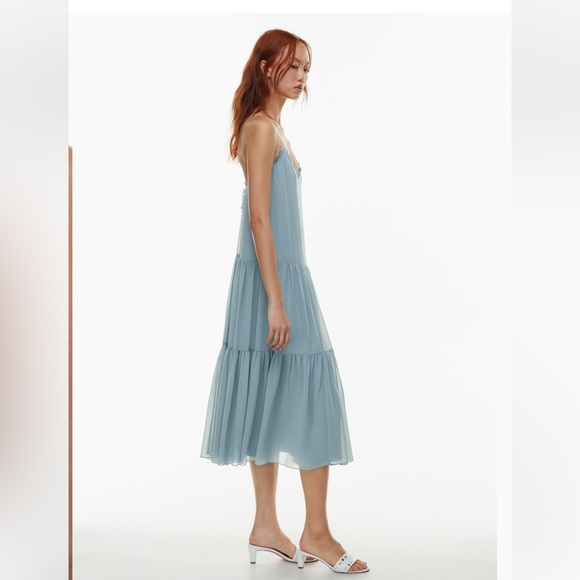 Aritzia Wilfred Sunshine Midi Dress Slab Blue Size Small New With Tags! - Picture 7 of 11